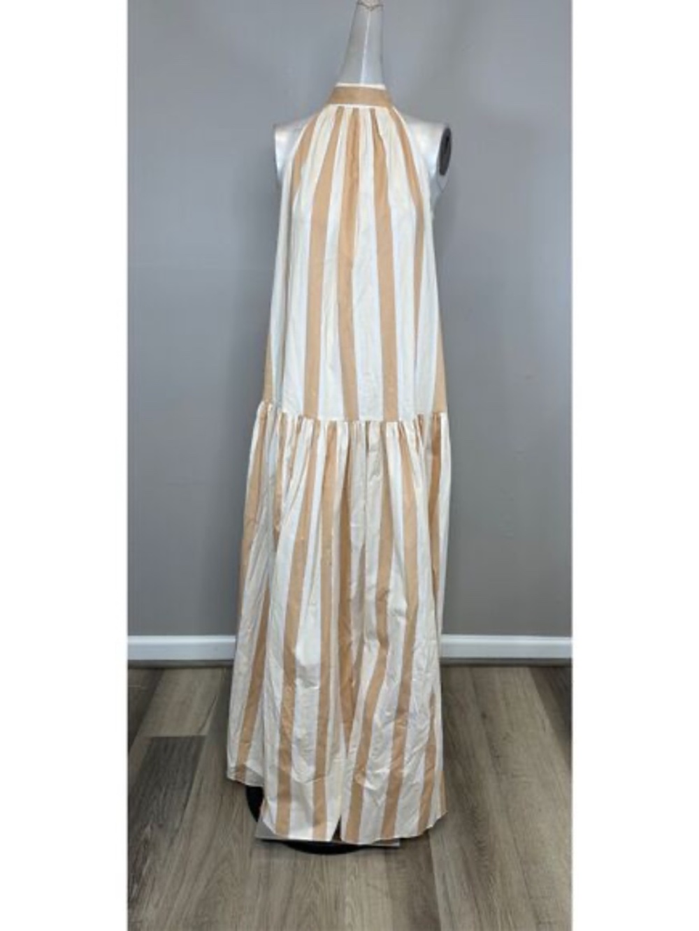 STAUD Marlowe Halter Neck Striped Maxi Dress M - Picture 6 of 7